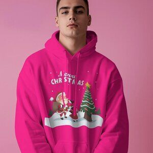 Merry Christmas T-Shirt - Santa and Tree Graphic Design - Cute Holiday Tee for F